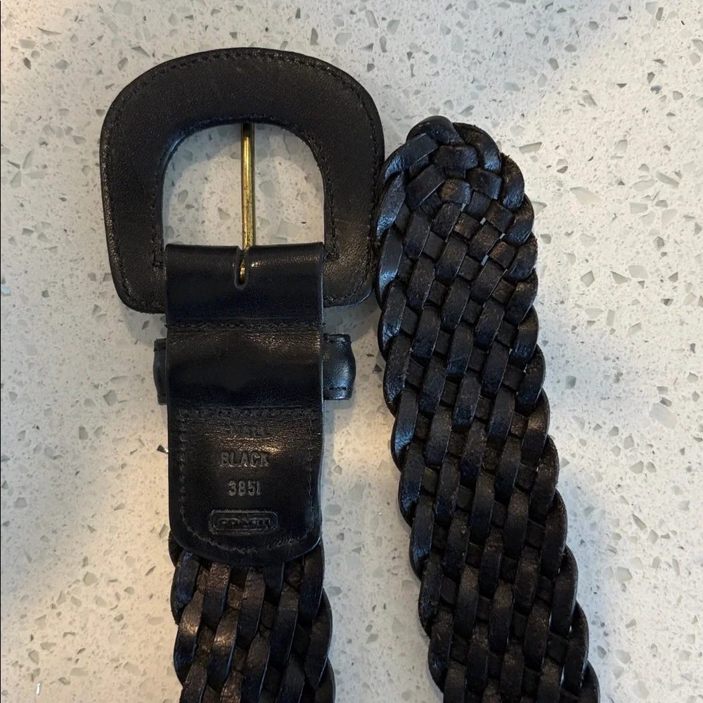 COACH Black Leather Braided Belt 3851 small - Picture 4 of 12